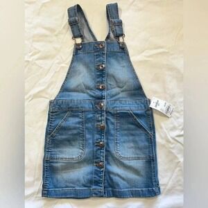 OshKosh B'gosh Denim Jumper Dress Kids 6/6X Blue NEW Button‎ Front Overall Dress